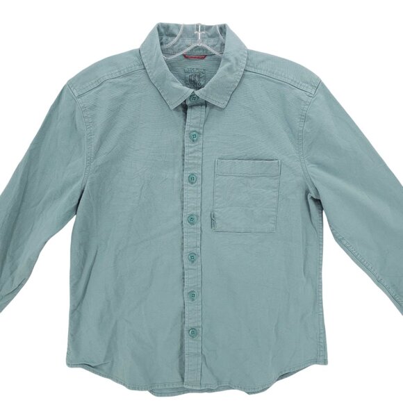 TOPO DESIGNS Women's Dirt Shirt Sage Blue Organic Cotton Stretch Size LARGE - Picture 2 of 8